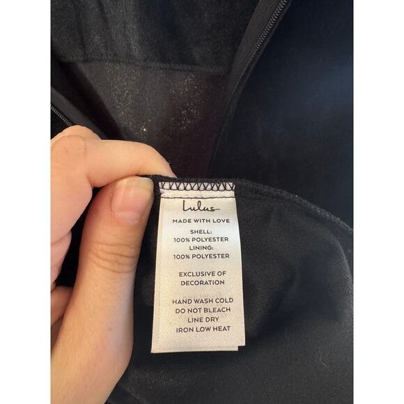 LULU’S NWT Gala Glam Black Velvet Rhinestone Cutout Mermaid Maxi Dress $88 MSRP - Picture 13 of 13